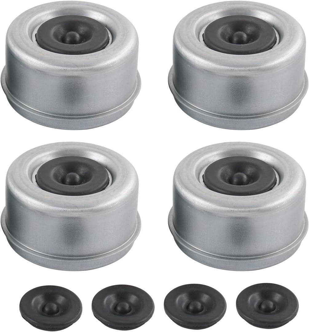 4pcs 2.72" Trailer Axle Wheel Hub and Bearing Dust Cap with Extra 4 Rubber Plugs for Most 7000-8000 lb Wheel Hubs Trailer Dexter EZ Lube Camper RV Bearing Dust Cap