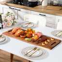 Bokon 2 Pcs Acacia Wooden Charcuterie Boards Acacia Serving Board with Handle Rectangular Hollow Handle Wood Tray Wooden Serving Platter Wood Server for Cheese Food(30 x 12 Inch)