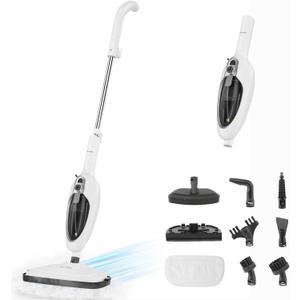 Secura Steam Mop 10-in-1 Convenient Detachable Steam Cleaner, White Multifunctional Cleaning Machine Floor Steamer with 3 Microfiber Mop Pads