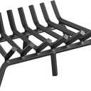 Mr IRONSTONE Fireplace Grate 24 inch Solid Steel Heavy Duty Firewood Log Burning Rack Fire Grates for Outdoor Kindling Tools Pit Indoor Fireplace Log Holder Wrought Iron Wood Stove