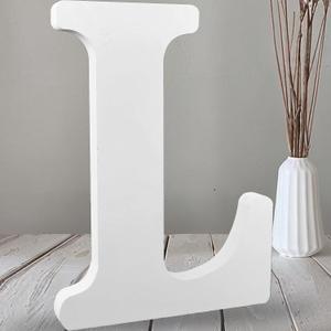 AOCEAN 12 Inch White Big Wood Letters Unfinished Wooden Letters for Wall Decor Decorative Standing Letters Slices Sign Board Decoration for Craft Home Party Projects (L)