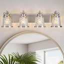 4 Light Bathroom Vanity Light Modern Industrial Nickel Vanity Light with Glass Bathroom Light Fixtures Over Mirror