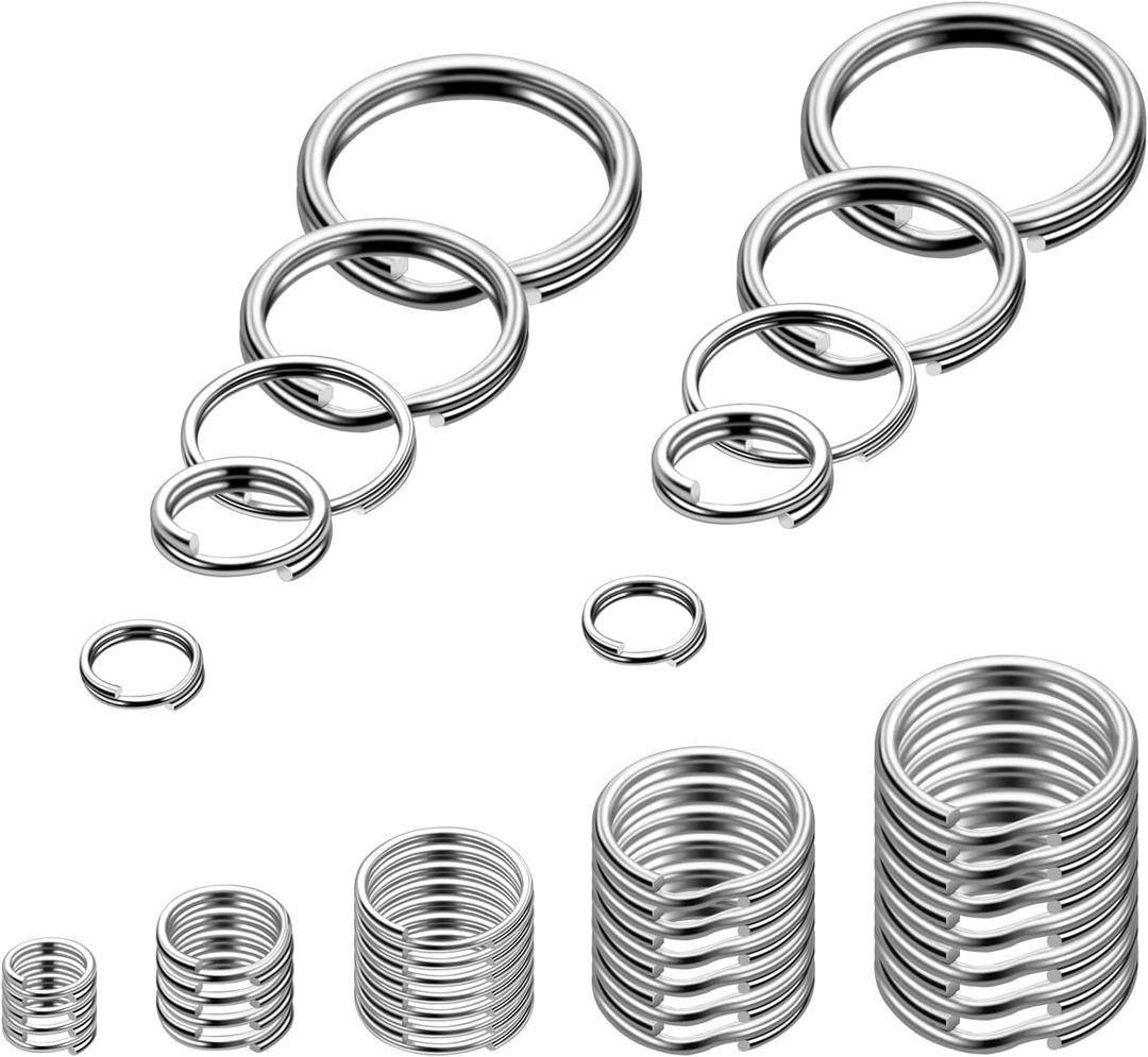 500pcs Assorted 5 Size Small Split Ring for Key Ring, Metal Keychains Key Rings Pet Collar Tag Double Loops Round Jump Rings for Jewelry Making Necklaces Bracelets Earrings Craft Accessories, Silver