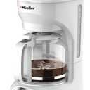MÜELLERHOME 12-Cup White Coffee Maker - Borosilicate Carafe, Auto-Off, Reusable Filter, Anti-Drip, Keep-Warm Function, Clear Water Level Window, White Kitchen Accessories, 2 Pack