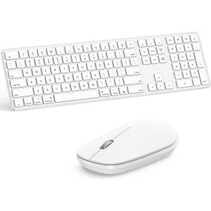 Bluetooth Keyboard and Mouse for Mac,OMOTON Wireless Multi-Device Keyboard with Numeric Keypad, Keyboard and Mouse Combo, for MacBook Pro/Air, iMac, iMac Pro, Mac mini, Mac Pro (White)