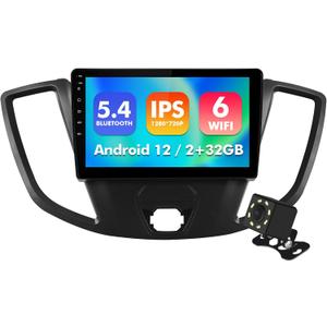 9 Inch IPS Touchscreen Android 12 Car Stereo for Ford Transit 2013-2019 with Wireless CarPlay & Android Auto 2+32GB Car Radio, Support GPS, WiFi 6, Bluetooth 5.4, FM Radio, Backup Camera, Dual USB