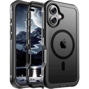 Magnetic for iPhone 17 Case, [Compatible with MagSafe][Military Grade Drop Protection][Heavy Duty Protection][Non-Slip][Shockproof] 2-Layer Durable Bumper Phone Case 6.3''-Black