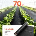 VEVOR 1.4x50FT 3.2oz Weed Barrier Fabric Heavy Duty, Landscape Fabric, Woven Weed Blocker Fabric, Garden Weed Fabric, Weed Control Fabric Ground Cover, Landscaping Cloth, Gardening Weed Mat, Black