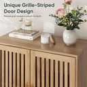 Smart FENDEE Sideboard Cabinet, 31.5" W Farmhouse Buffet Cabinet with Slatted Doors & Adjustable Shelf, Wooden Coffee Bar Storage Station for Kitchen, Dining Room, Living Room, Entryway, Natural Oak