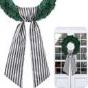 Wreath Sash for Front Door Wreath Satin Sash Blank Sashes Embroidery Monogram Yard Doorway Indoor Outdoor Wall Ribbon Bow Home Decor(Black, White,Stripe)