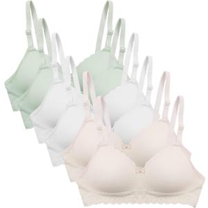 Girls Training Bra Teen Kids Sports Bras 8-10 10-12 12-14 14-16 (34, Two Pink-two Green-two White)