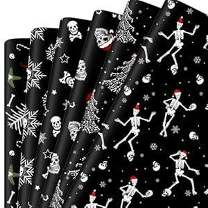 Watersay 12 Pcs Gothic Christmas Wrapping Paper Skeleton Skull Christmas Wrapping Paper Gift Wrap Skull Snowflake Wrap Decoration for Xmas Gift Arts Crafts