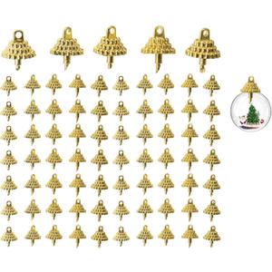 VICASKY 150 Pieces Gold Round Ball Caps & Hangers | All-Purpose DIY Pendant Covers, Replacement Finials for Ornaments, Crafts, Miniature Projects (0.59 Inch/1.5cm Hole Size)