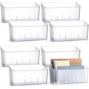 8 Pack Plastic Wall File Organizer Wall Mount Storage Bins Back to School Hanging Paper Holder Mail Magazine Storage Containers for Classroom Office Home Supplies, 8.1 x 3.6 x 4.6 Inch