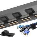 Cable Management Under Desk, Up to 15 CordEnhanced Wire Holder Cord Organizer Holder, Adjustable Hook and Loop Cable Ties, Wire Clips Under Table Hider, 30 Pair(Black)