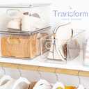 primebox Plastic Food Storage 6 Pack Clear Container Bin with Handles for Organizing Kitchen, Pantry, Refrigerator, Freezer, Pantry, Cabinet, Closet, Bathroom. 16x6x5