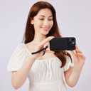 Keallce Case for iPhone 14 6.1'' Case Wallet, Crossbody Zipper Purse with RFID Blocking Card Slots Kickstand, Detachable Lanyard & Handstrap Flip Folio Leather Phone Cover for iPhone 14, Black