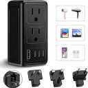 Upgraded 2000W 220V to 110V Voltage Converter US to Europe, Power Converter Adapter Combo for Hair Dryer, Power Converter European Travel Converter with 1 USB A 3 Type C for 160 Countries