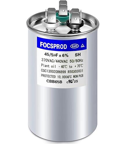 FOCSPROD 45+5 uF 45/5 MFD ±6% 
370V/440VAC CBB65
 Dual Run Capacitor