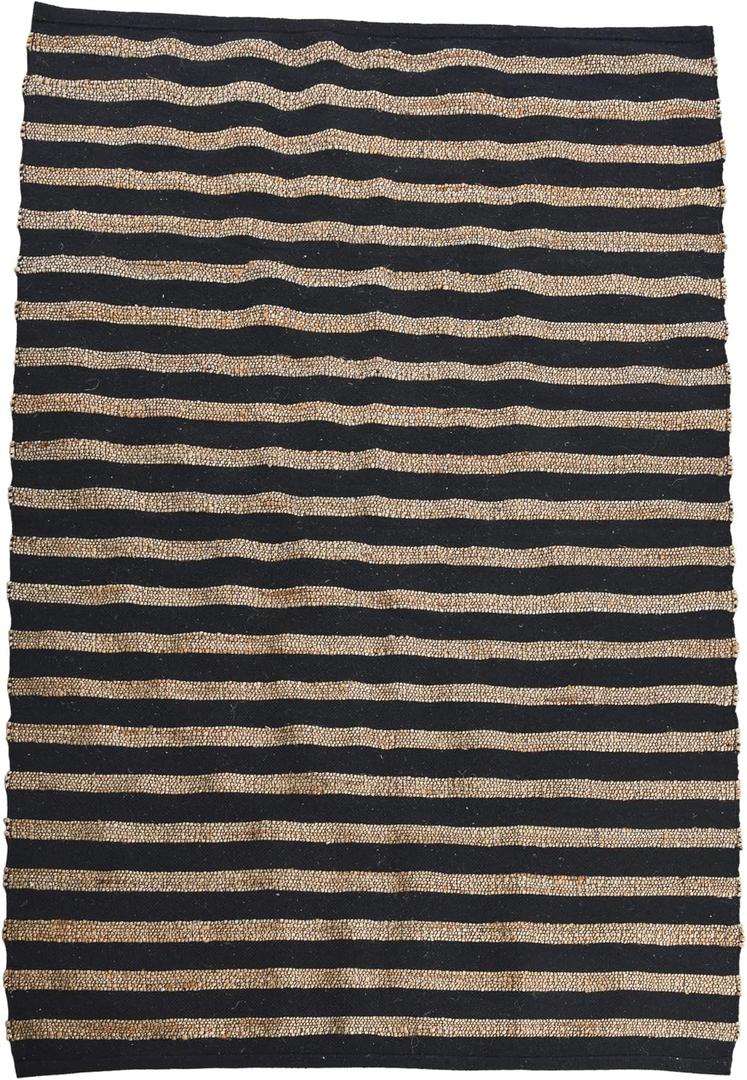 Main + Mesa 3' x 5' Jute Cotton Area Rug, Black and Natural