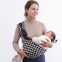 Baby Sling Carrier, Premium Cotton Blend Baby Carrier for Toddlers, Adjustable & Breathable Toddler Carrier with Ventilated Straps, Lightweight & Travel-Friendly Design (Ebony Check)