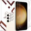 Galaxy S23 Tempered Glass Screen Protector + Camera Lens Protector [ 2 + 2 Pack ][Case Friendly] [Anti-Scratch] [Ultrasonic Fingerprint Unlock] Clear HD Glass Protective Film for Samsung Galaxy S23