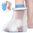 Waterproof Foot Cover for Shower Adult, Foot Cast Covers with Non-Slip Padding Bottom, Watertight Ankle Foot Cast Protector for Surgery Bandage Dressing Wound, Reusable