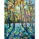 Diathou Art Hand-painted Landscape Oil Painting Contemporary Abstract Vertical Blue Texture Oil Painting Living Room Bedroom wall Decoration 48x24 inch