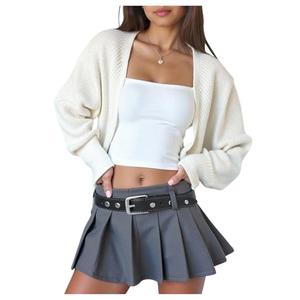 SOLY HUX Girl's Open Front Cardigan Sweater Long Sleeve Knit Crop Bolero Shrugs Outerwear Plain Beige 16Y