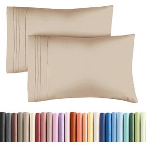 King Pillow Cases Set of 2 - Ultra Soft Hotel Quality Pillowcase Covers - Comfy, Cozy & Wrinkle Free - Shrinkage, Stain and Fade Resistant - Machine Washable Pillow Protectors - 2 Piece Set - Cream