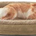 JOEJOY Orthopedic Dog Beds Large Sized Dog, XL Egg-Crate Memory Foam Pet Couch Bed with Bolster Sides, Waterproof Lining, Removable Washable Cover & Non-Slip Bottom, Light Brown
