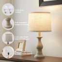 Vintage Table Lamp for Living Room Bedroom, 18.5" Farmhouse Bedside Lamps Nightstand Lamp Set of 2, Table Lamps with Oatmeal Linen Lamp Shades, 2 LED Bulbs Included