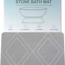 Extra Large Stone Bath Mat, 31.5 x 20" Diatomaceous Earth Mat Diamond Pattern, Super Absorbent Quick Drying Stone Bath Mats for Bathroom, Easy to Clean (Light Grey)