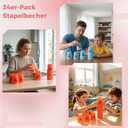 yeesport Sport Stacking Cups, 24pcs Sports Stacking Cups Sport Training Game for Challenge Competition Travel Party Gift for Kids and Adults (Blue & Red)