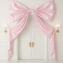 95 x 70 Inches Large Bow Themed Party Decorations Giant Pink Bow Decor Satin Ribbon, Contains Felt Big Pink Wall Decor Girl Coquette Birthday Decorations Bachelorette Bridal Supplies