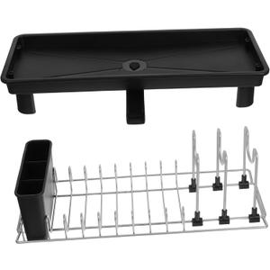 Cabilock Dish Drying Rack with Spout Space Saving Kitchen Counter Organizer for Utensils and Tableware Compact Bowl Draining Rack Efficient Dish Strainer with Innovative Drainage System for