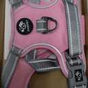PHOEPET No Pull Dog Harness, Unique Colors Reflective Adjustable Dog Vest, with Soft Training Handle Metal Clips for Small Medium Large Dogs (Baby Pink Base & Grey Straps, L)