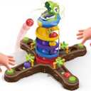 Dinosaur Ball Drop Toys for 1 2 3 4 5 6 7 8 Years Old Kids, Dino Spin Twister Toddlers Toy, Shoot Balls Toddler Montessori Toys Gifts for 1-6 Year Old Boys Girls, 4 Players PK Mode