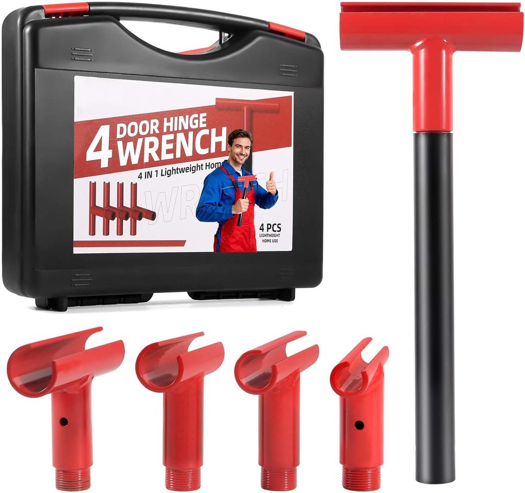 4 in 1 Door Hinge Adjustment Tool, 2025 Upgraded Hinge Gap Adjusting Wrench Set for Residential & Commercial Heavy Doors, Quick & User-Friendly Fix for Round Bolt Hinged Doors