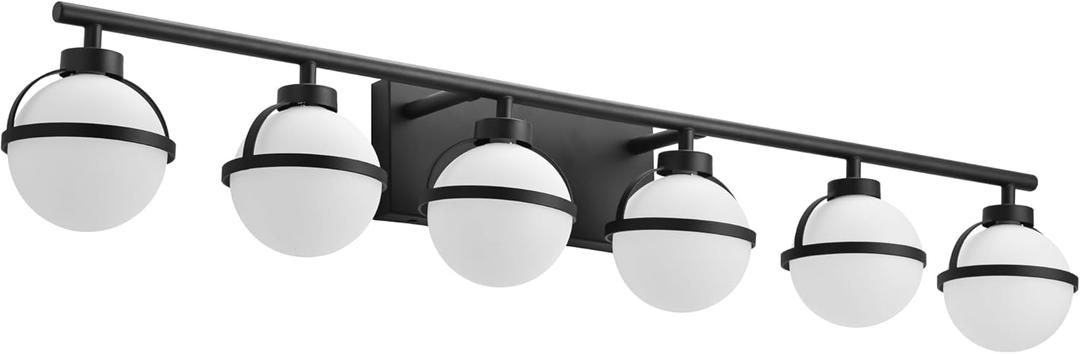 SOLFART Black Bathroom Light Fixtures 6 Lights Vanity Lights for Mirror Bathroom Above Mirror Modern Vanity Light Fixture
