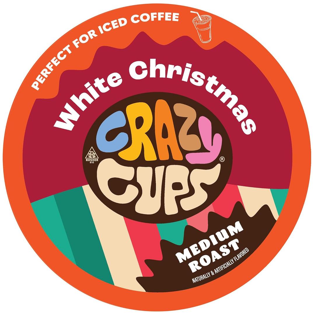 Crazy Cups Flavored Coffee for Keurig K-Cup Machines, White Christmas, Hot or Iced Drinks, 22 Single Serve, Recyclable Pods (EXP 11/05/27)