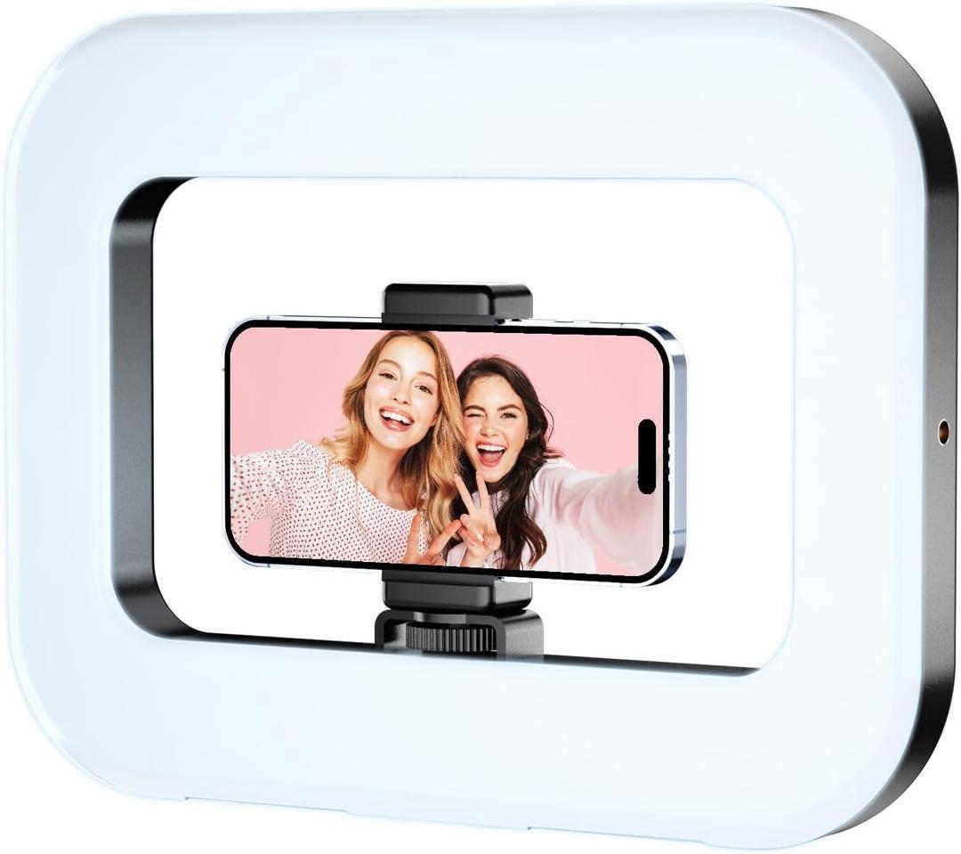 Smartphone Video Rig with Rechargeable Light, Handheld Ring Light for Phone, Phone Stabilizer for Video Recording, Camera, Selfie, Make up, Photography, with 3600mAh Build-in Battery