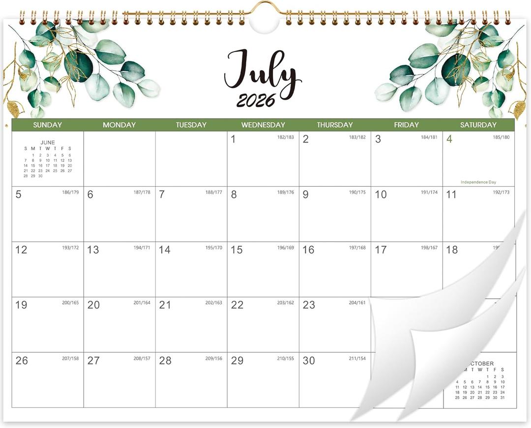 Calendar 2026-2027 - Wall Calendar 2026-2027-, 18 Month Calendar from Jul. 2026 -Dec. 2027, 14.6" x 11.4", Twin-Wire Binding, Hanging Hook, Holidays, Julian Dates, Thick Paper
