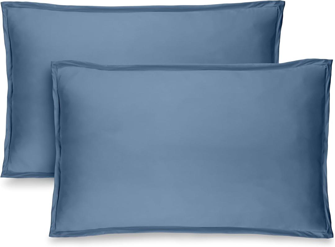 Bare Home Standard Pillow Sham Covers - Set of 2 - Premium 1800 Ultra-Soft Microfiber - Double Brushed - Stain & Fade Resistant - Bed Pillow Shams - Pillows Not Included (Set of 2, Coronet Blue)