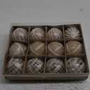 Christmas Ornaments Set 12PCS Rustic Farmhouse Neutral Christmas Ornaments, 3.15" Shatterproof Large Balls Hanging for Xmas Tree, Party Holiday (Champagne White)