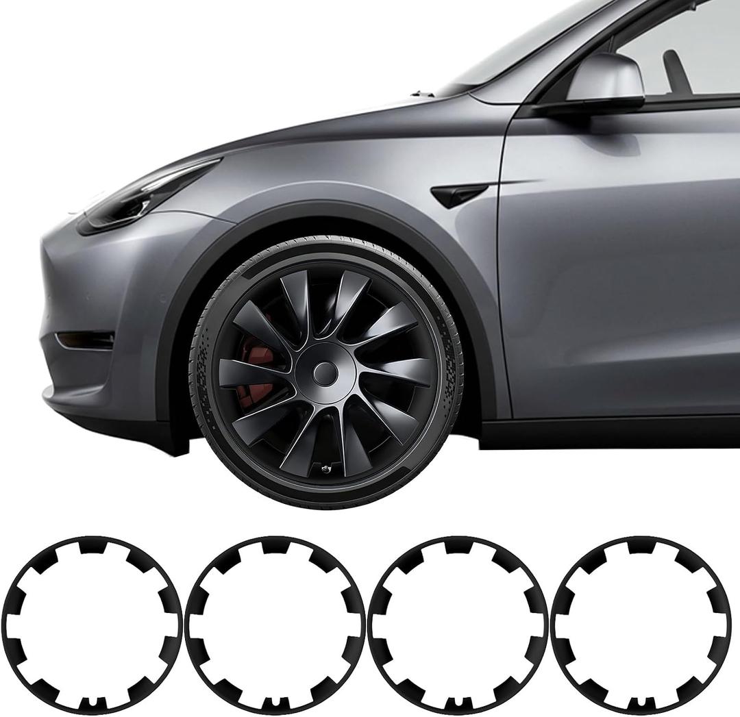 Rim Protector for 20 inch Induction Wheels, ABS Trim Rings for Curb Rash Prevention, Matte Black, Set of 4