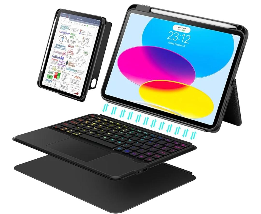 Keyboard Case for iPad 11th (A16) & 10th Generation，Ultra-Light Magnetic Detachable Keyboard with Multi-Touch Trackpad - Backlit Keys,Adjustable Stand Case for iPad 11 inch 2025&10th Gen 10.9 inch