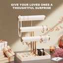 Abiglifty 3 Tier Necklace Holder Display, Jewelry Organizer, Jewelry Stand, Bracelet Display, Necklace Organizer, Bracelet holder, Jewelry Display for Necklace, Watches, Rings, Beige