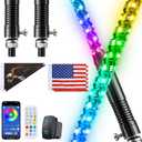 Ehaho 2 PCS 3FT Whip Lights with Spring Base, APP & Remote Control Led Whip Lights for Side by Side, Spiral RGB Chasing Lighted Whips with Rocker Switch, Music Led Whips for UTV ATV RZR SXS Can-Am