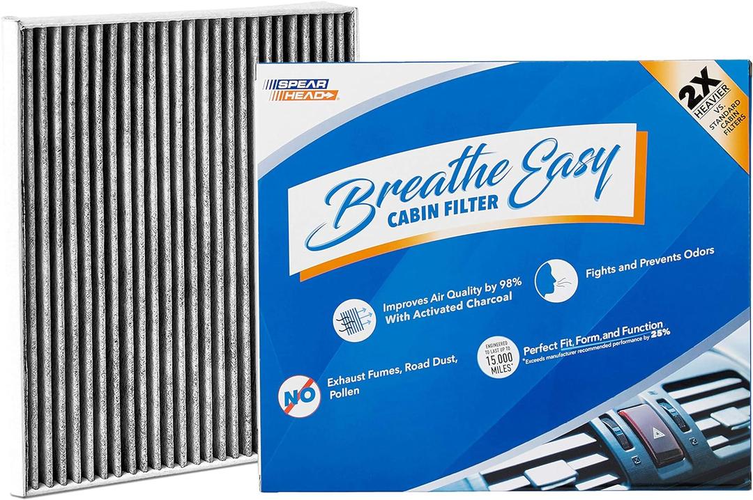 Spearhead Odor Defense Breathe Easy Cabin Filter | Fits 15-25 F-150, 22-25 F-150 Lightning, 17-25 F-250/350, 18-24 Expedition, 18-24 Navigator | Up to 25% Longer Lasting w/Activated Carbon (BE-150)